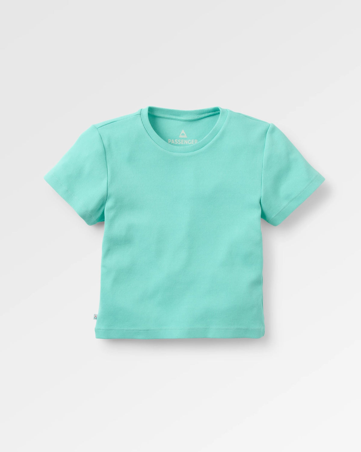 Out There Ribbed Cropped T-Shirt - Aqua - Flatlay
