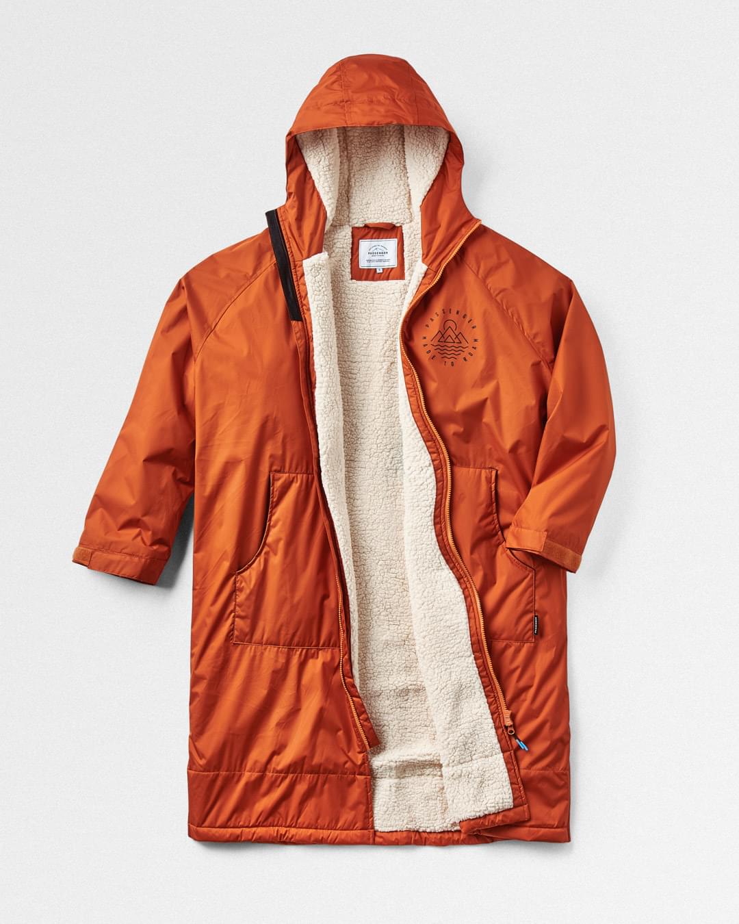 Escapism Sherpa Lined Changing Robe - Rust - Flatlay