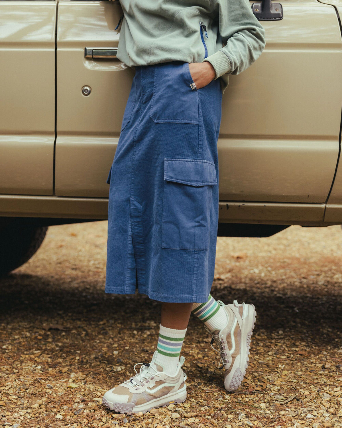 Avian Cord Midi Skirt - Dark Denim - Lifestyle