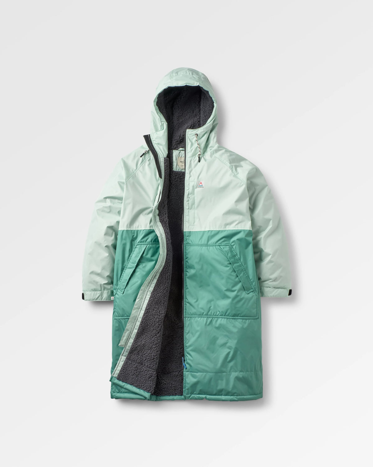 Waves Sherpa Lined Changing Robe - Spearmint/Deep Ocean - Flatlay