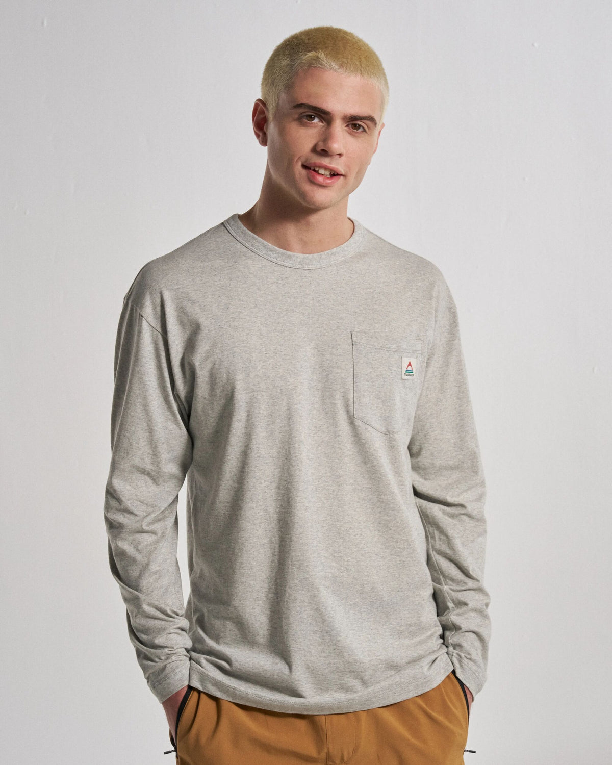 Heritage Relaxed Fit LS T-Shirt - Grey Marl - Studio Model