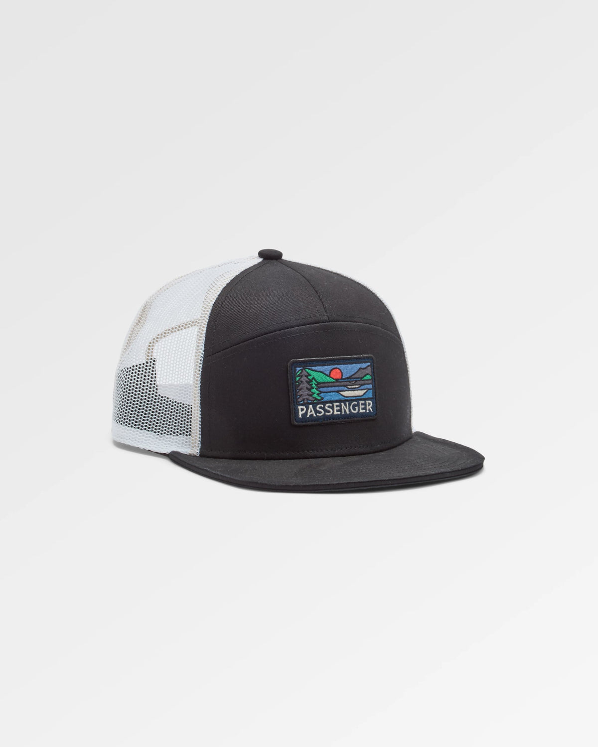 Roamer 7 Panel Cotton Trucker Cap - Phantom Black - Flatlay