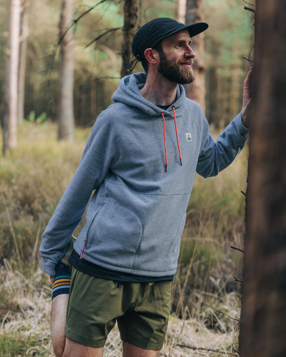 Point Grid Polar Fleece Hoodie - Grey Marl - Lifestyle