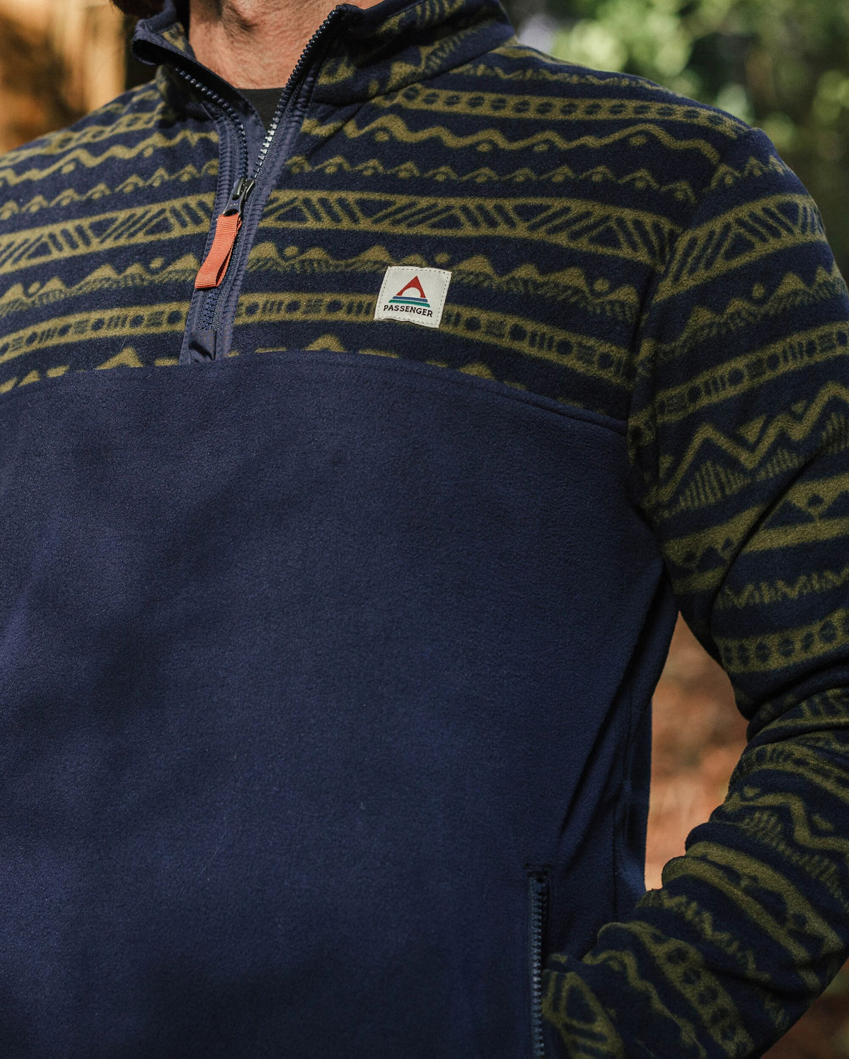 Set Off Polar 1/4 Zip Fleece - Mountain Geo Khaki/Rich Navy - Lifestyle