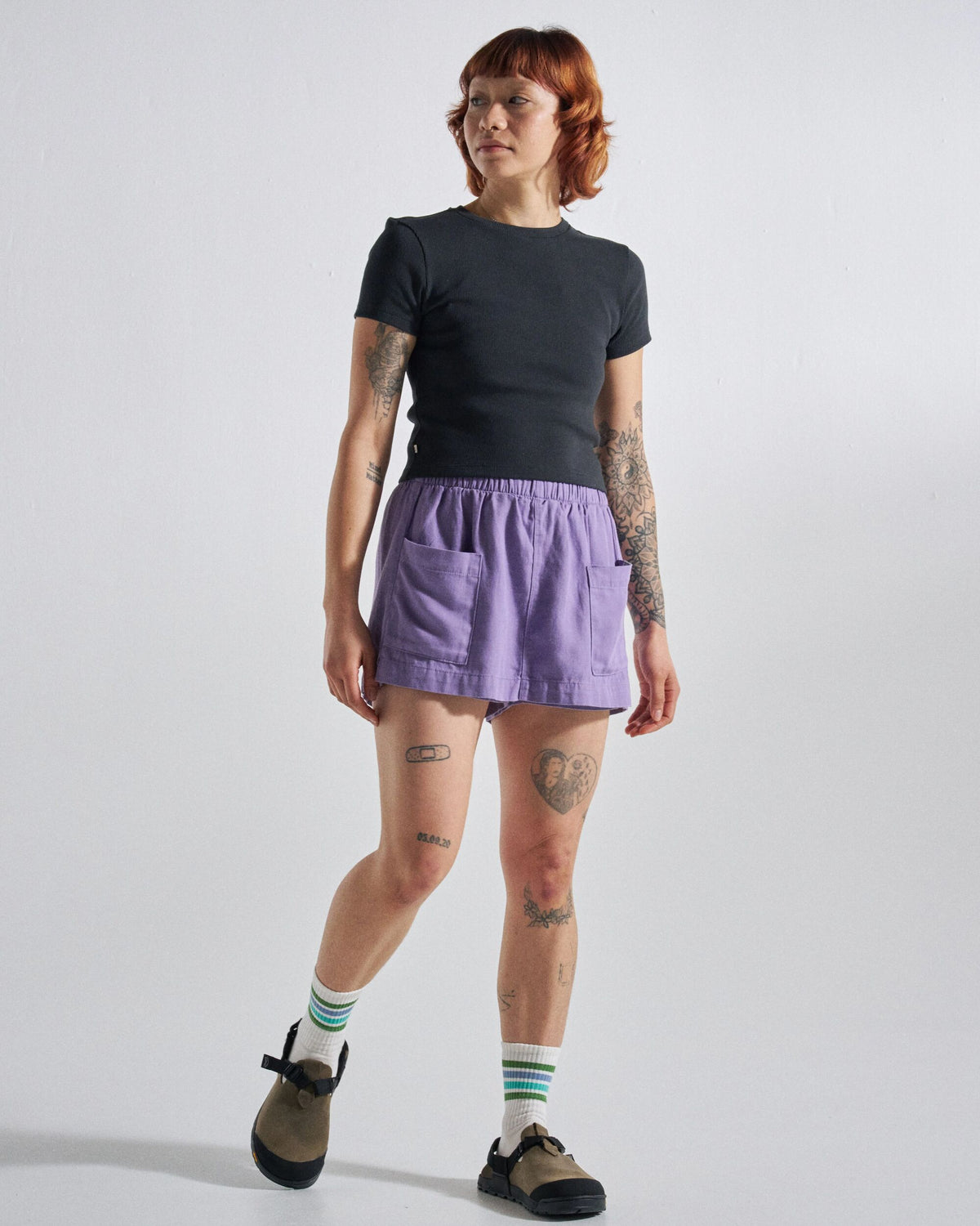 Out There Ribbed Cropped T-Shirt - Faded Black - Studio Model