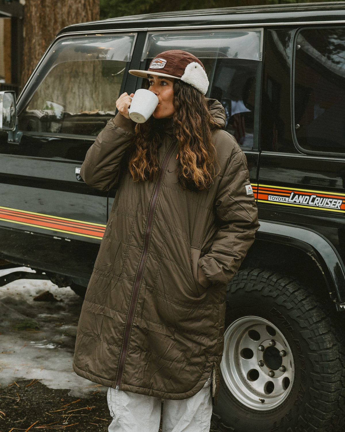 Flora Sherpa Lined Parka - Coffee - Lifestyle