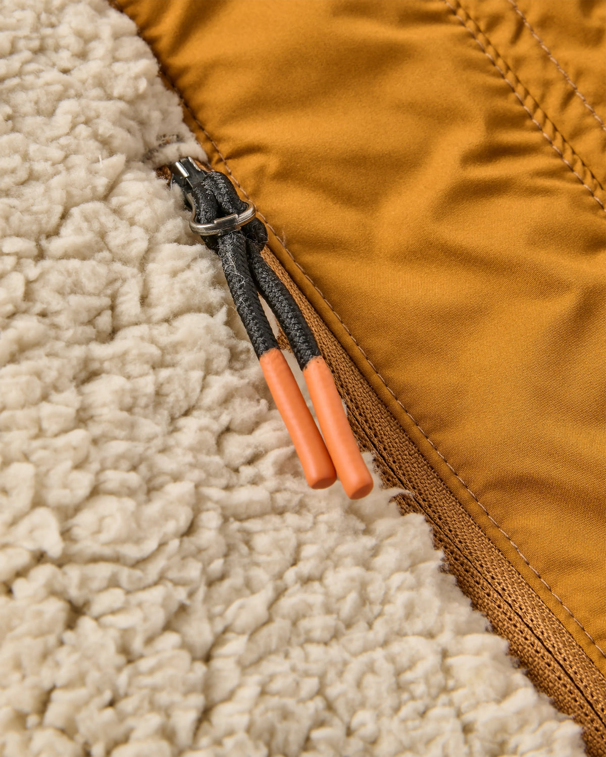 Lucia Sherpa Lined Bomber Jacket - Golden Brown - Flatlay