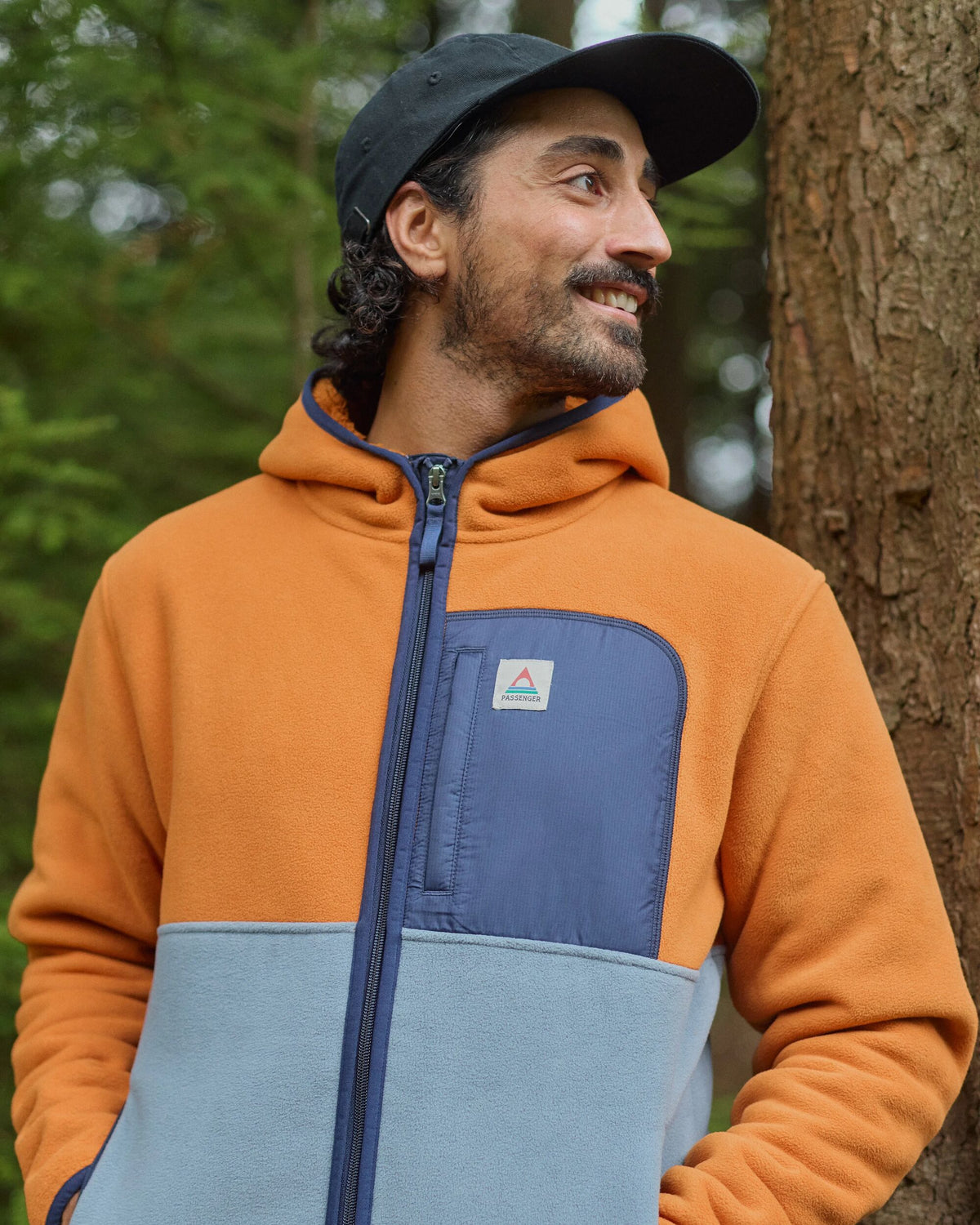 Loch Hooded Polar Fleece - Sunset Orange/Storm Grey - Lifestyle