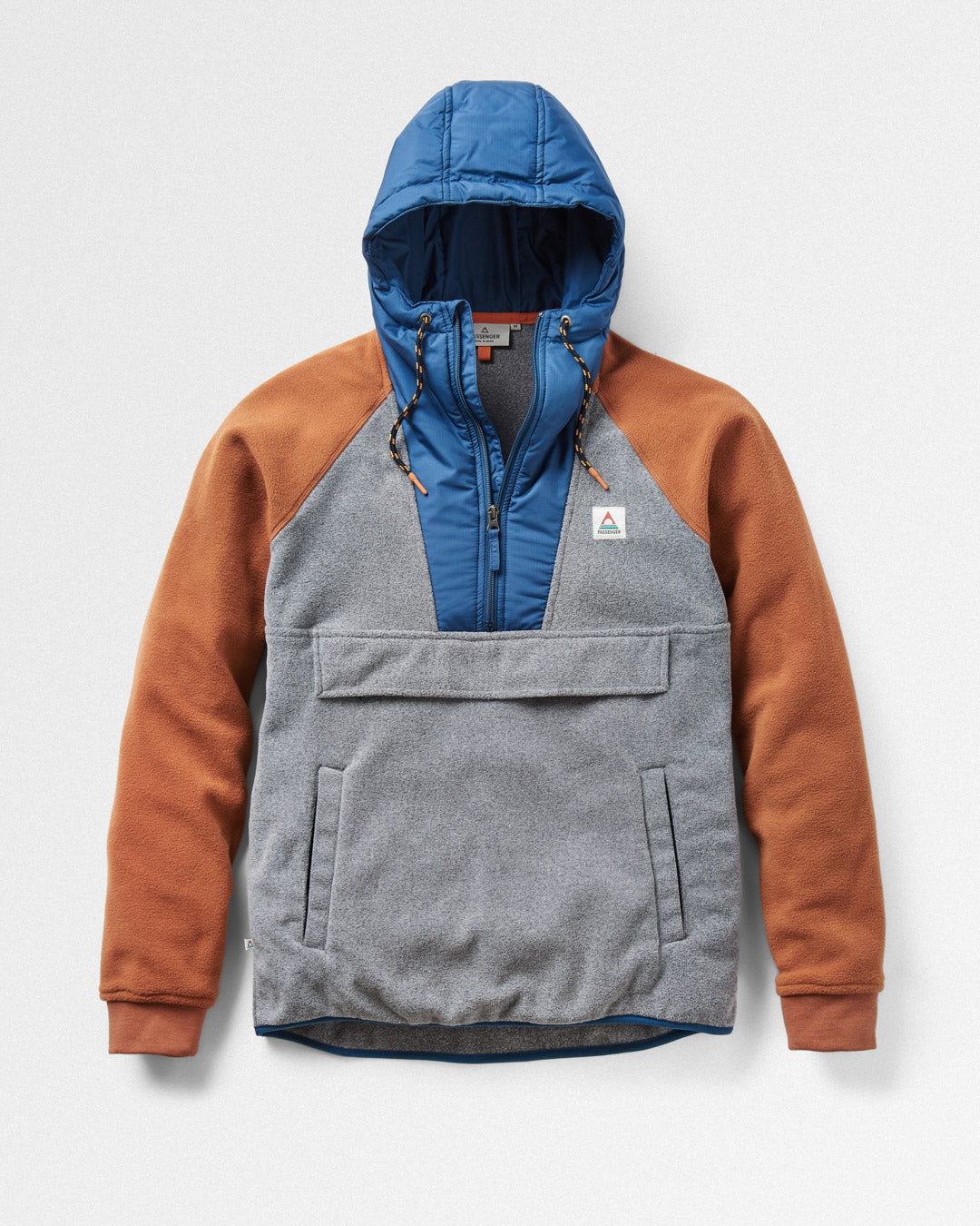 Woodland Hooded 1/2 Zip Polar Fleece - Grey Marl - Flatlay