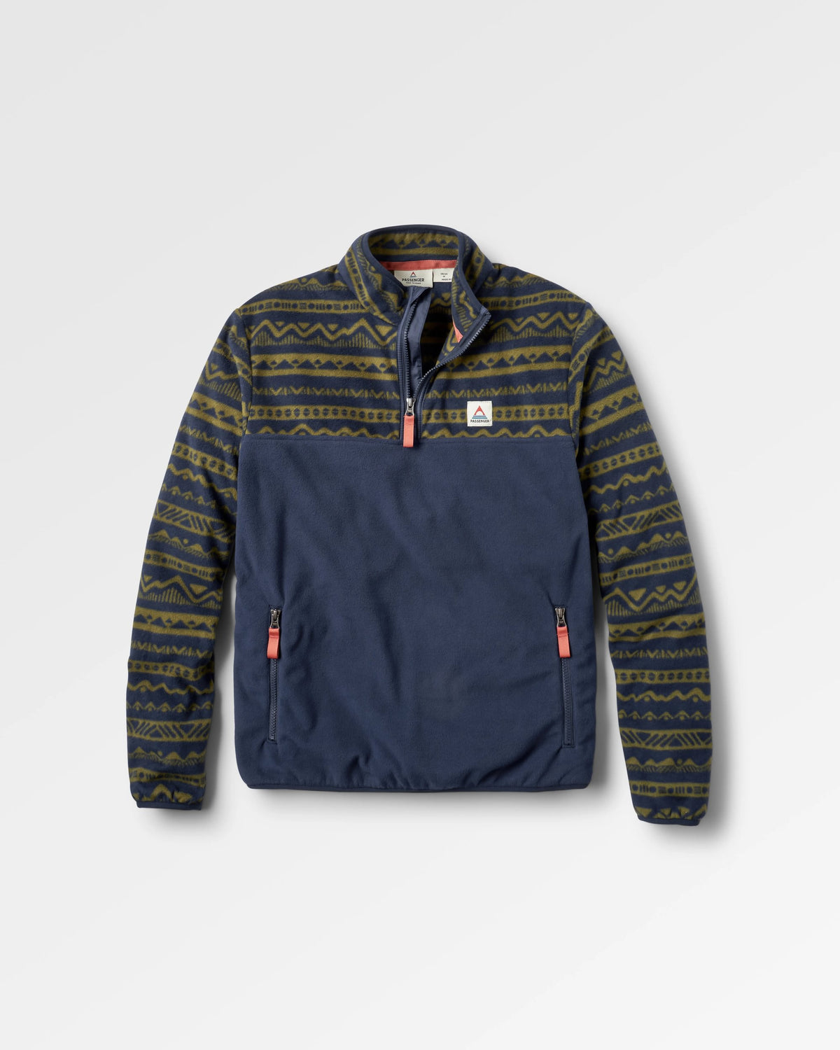 Set Off Polar 1/4 Zip Fleece - Mountain Geo Khaki/Rich Navy - Flatlay
