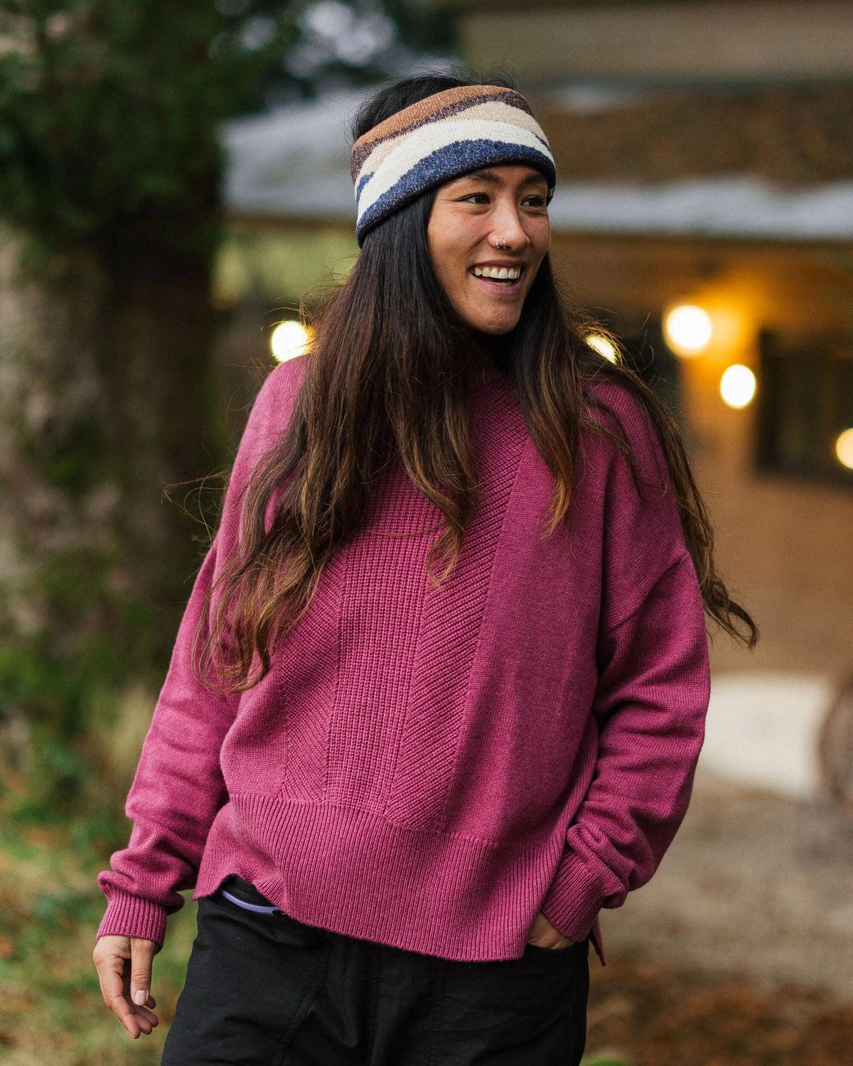 Hideout Oversized Knitted Jumper - Rhubarb - Lifestyle