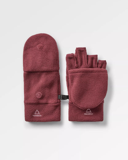 Stem Polar Convertible Mittens - Wine - Flatlay