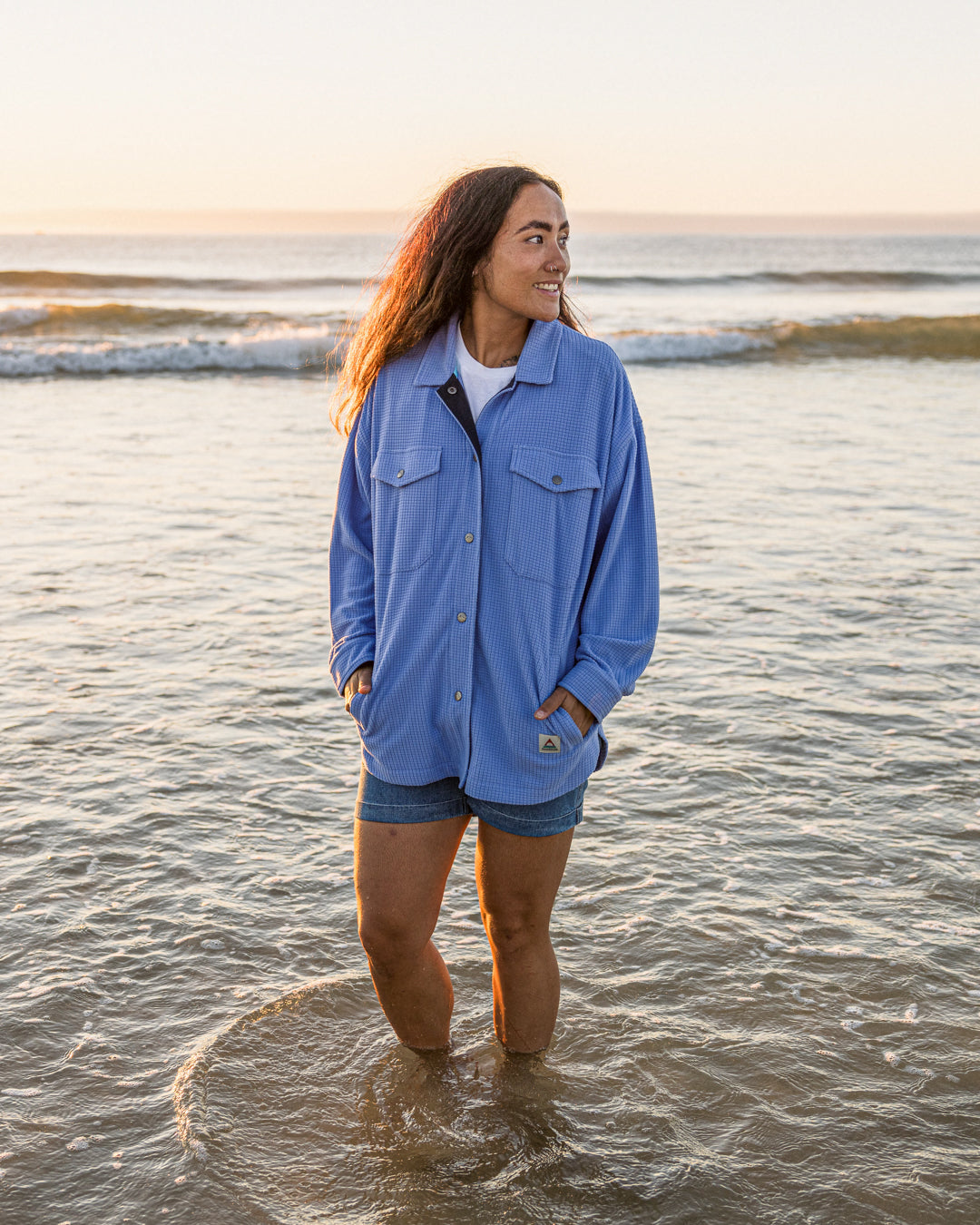 Iguazu Grid Polar Fleece Shirt - Baja - Lifestyle