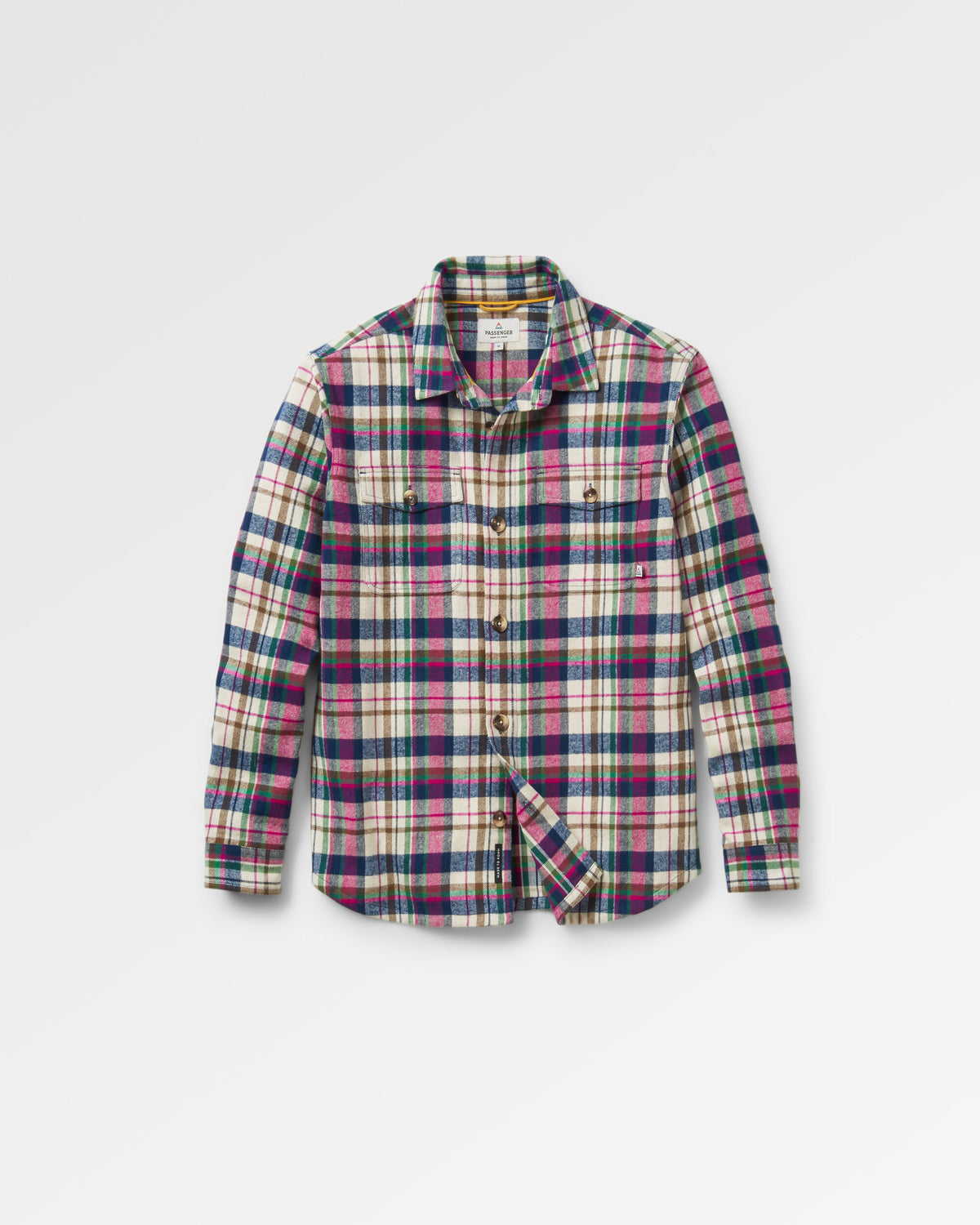 Rustic Cotton Heavyweight Overshirt - Off White Check - Flatlay