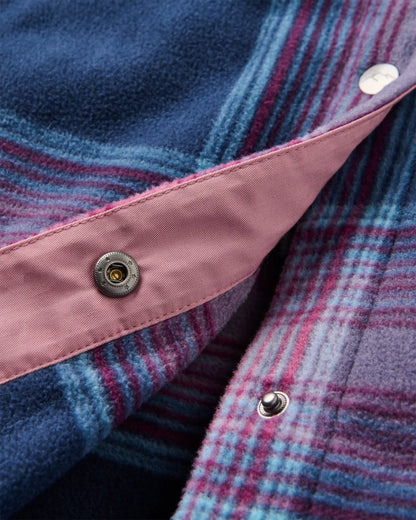 East Polar Fleece Shirt - Rich Navy/Pink Haze Check - Flatlay