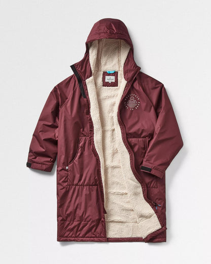Escapism Sherpa Lined Changing Robe - Windsor Wine - Flatlay