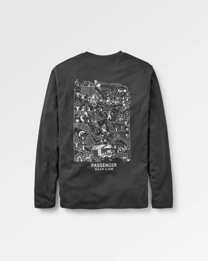 Roam Slow Men's LS T-Shirt - Black - Flatlay