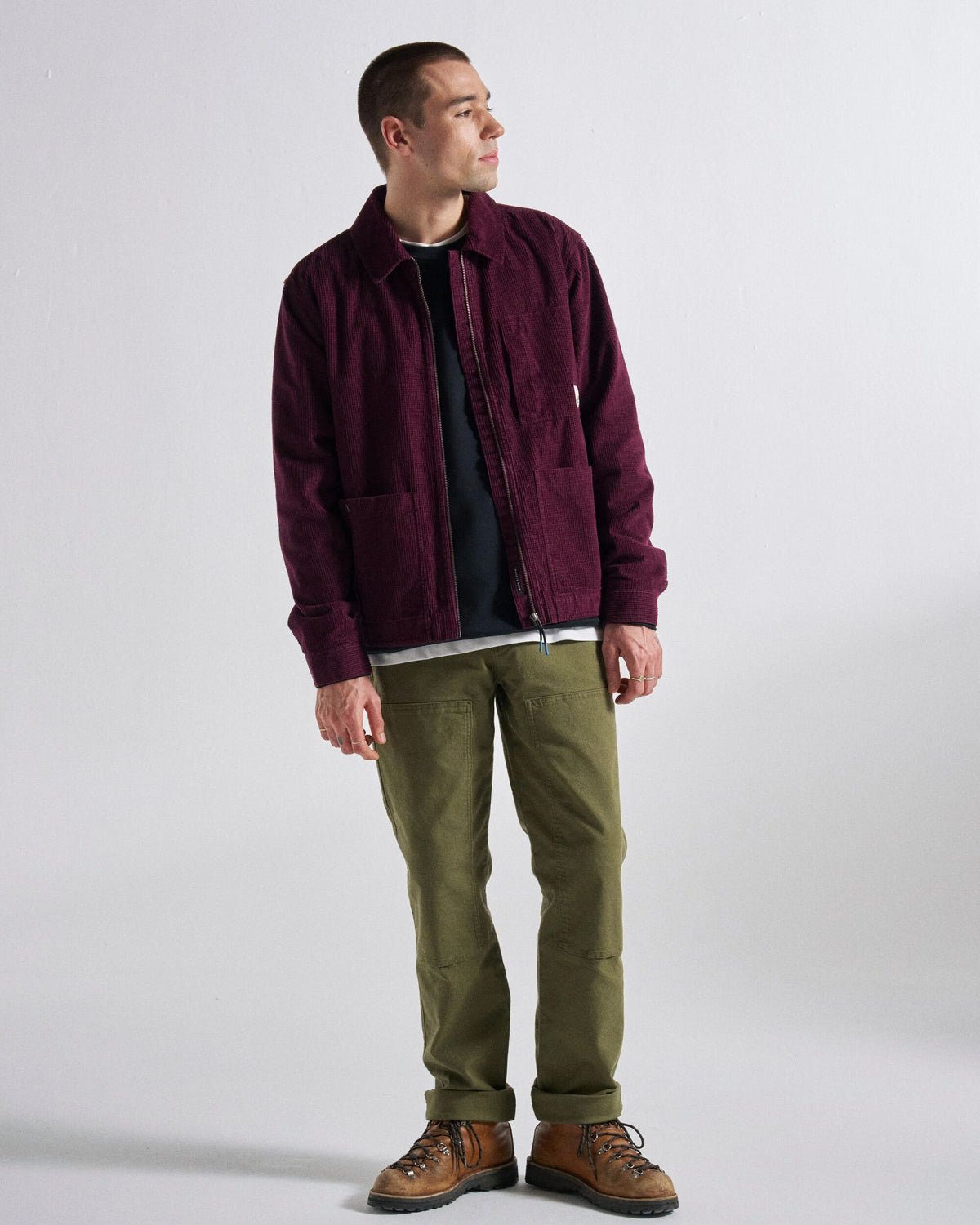 Harvest Cotton Cord Overshirt - Fig - Studio Model