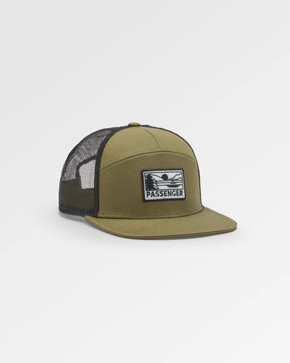 Roamer 7 Panel Cotton Trucker Cap - Khaki - Flatlay