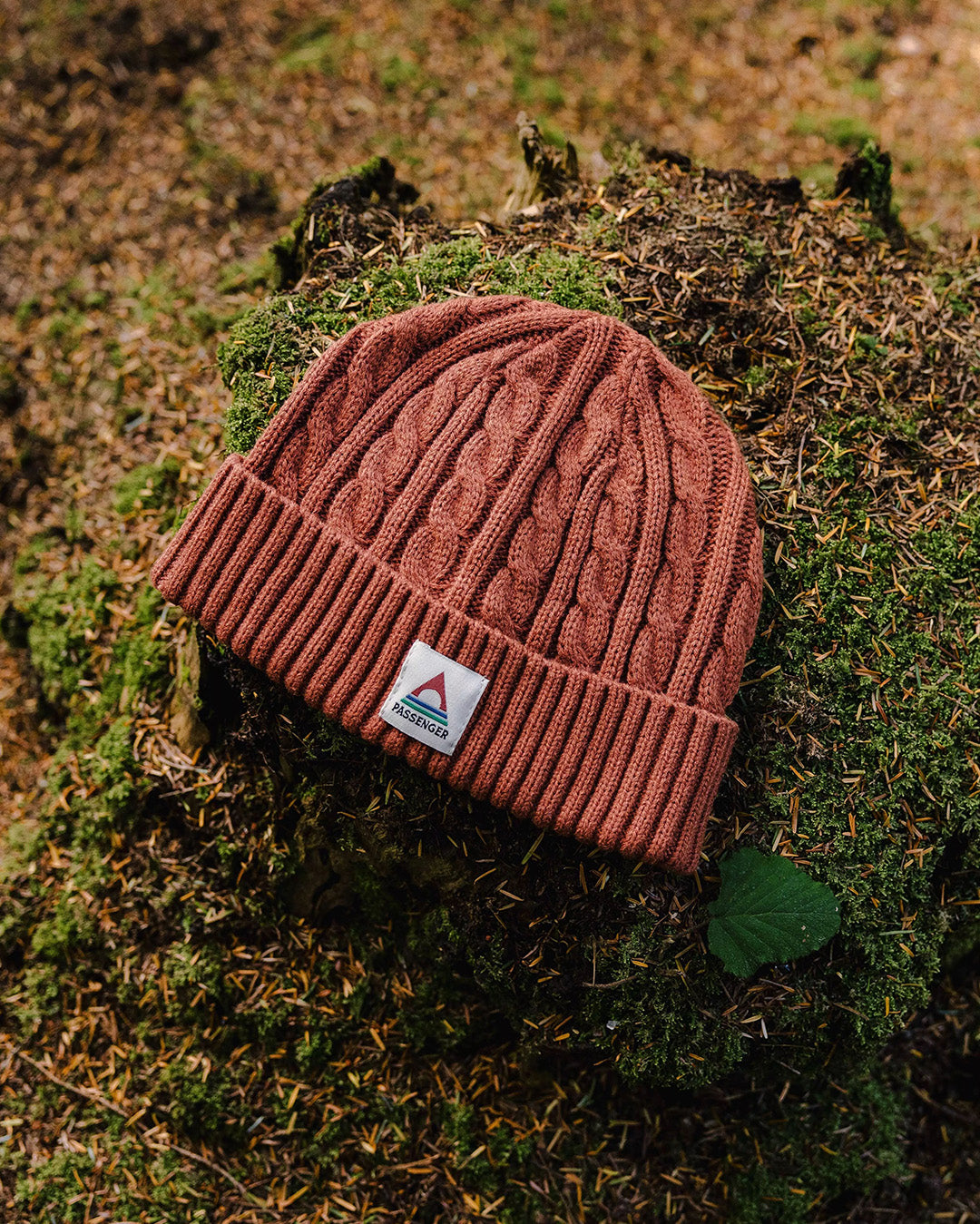 Fireside Cable Knit Beanie - Baked Clay - Lifestyle