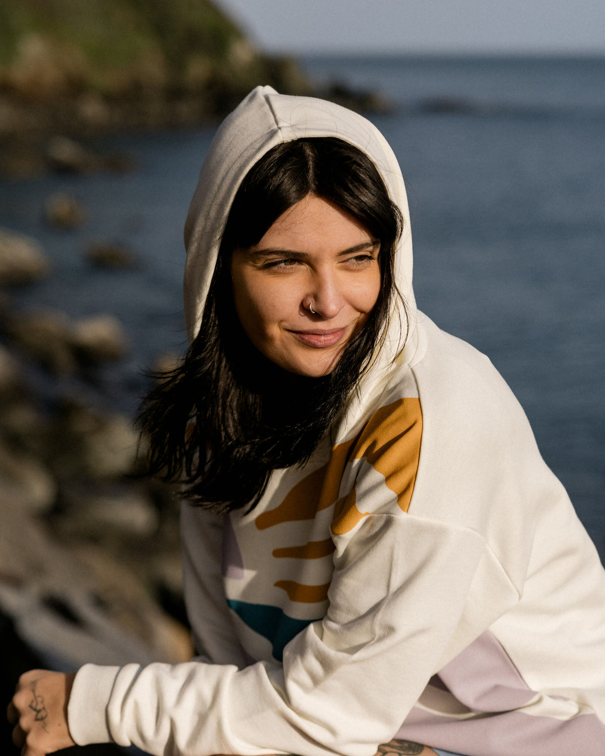 Sunsets Cotton Hoodie - Marshmallow - Lifestyle