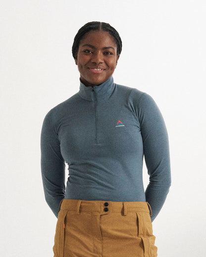 Women's Merino Blend Base Layer Top - Storm Grey - Studio Model