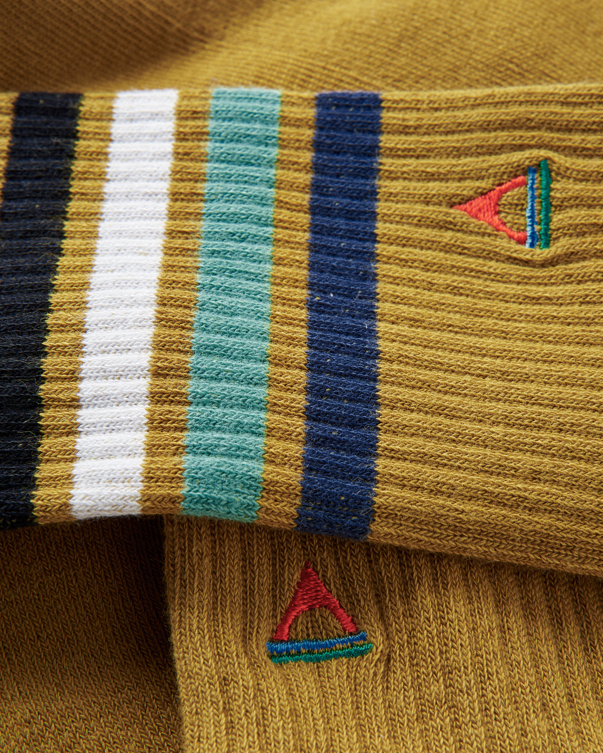 Classic Midweight Crew Socks - Mustard Yellow - Flatlay