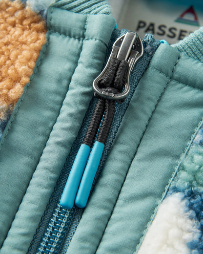 Lucia Sherpa Fleece - Vintage Floral Aqua - Flatlay