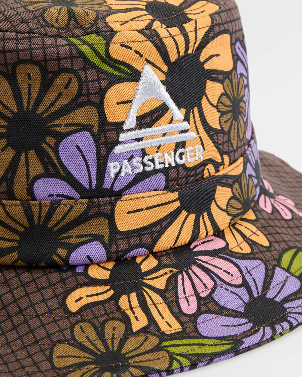 Shaded Bucket Hat - Floral Grid Espresso - Flatlay