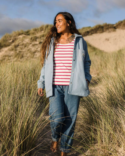 Sage Stripe Vest - Fuchsia - Lifestyle