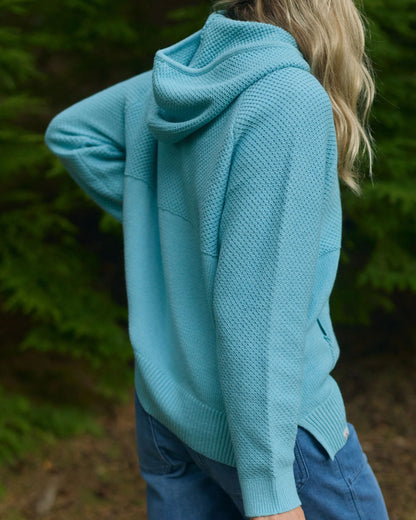 Cove Cotton Knitted Hoodie - Retro Blue  - Lifestyle