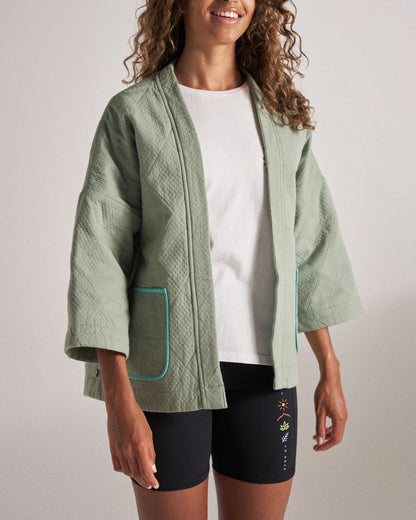Mira Cotton Quilted Overshirt - Pistachio - Studio Model