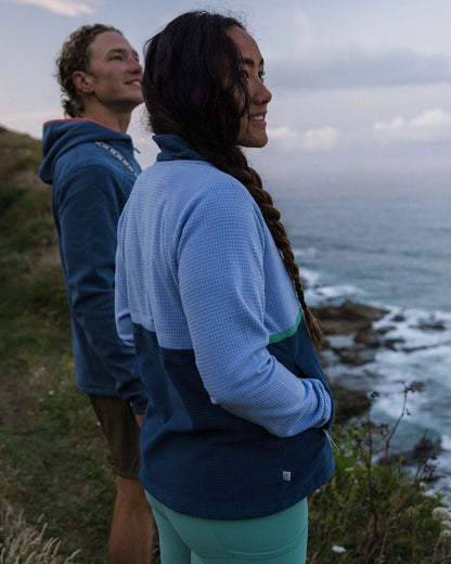 Off Trail Grid Polar Fleece - Cornflower/Dark Denim - Lifestyle