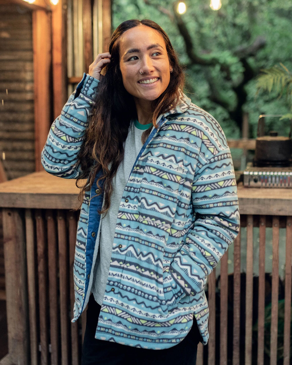 Orion Sherpa-Lined Polar Fleece Shirt - Mountain Geo Arctic - Lifestyle