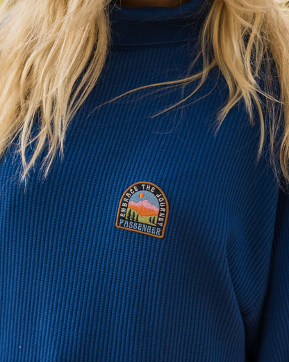 Flourish Roll Neck Top - True Blue - Lifestyle