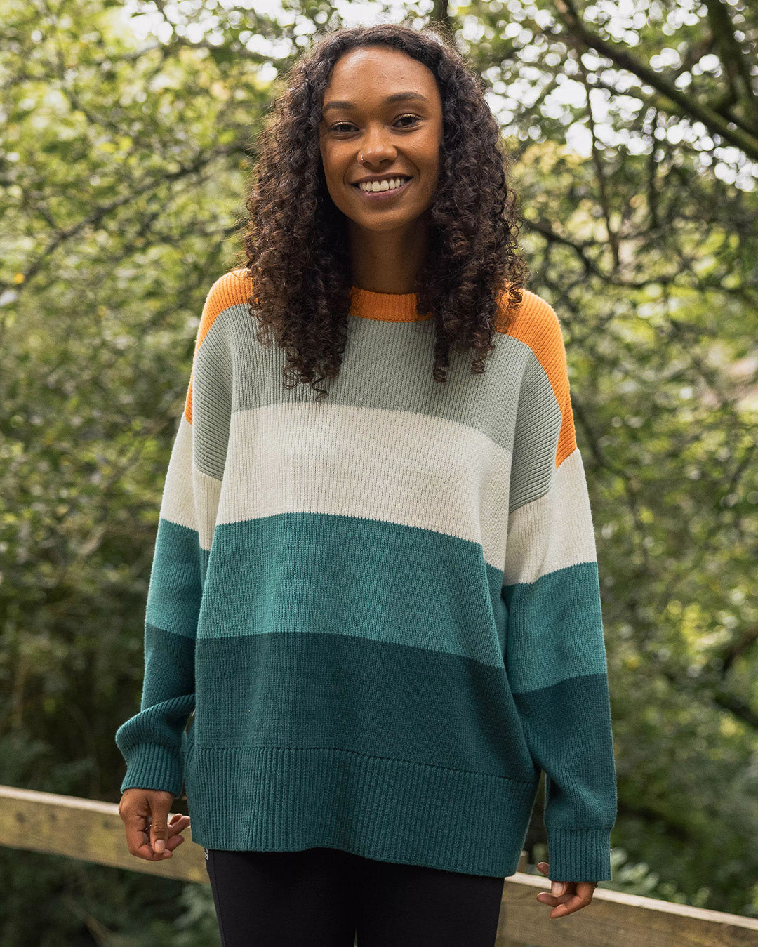 Moments Oversized Knitted Jumper - Multi Stripe - Lifestyle