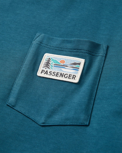 Roamer Patch Relaxed Fit T-Shirt - Dark Denim - Flatlay