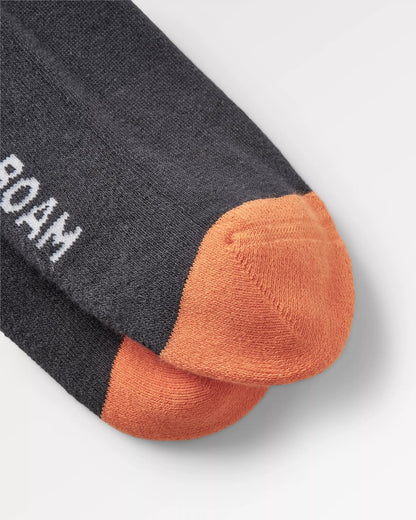 Classic Midweight Crew Socks - Charcoal - Flatlay