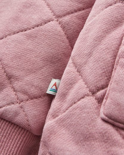 Clementine Quilted Popper Up Hoodie - Pink Haze - Flatlay