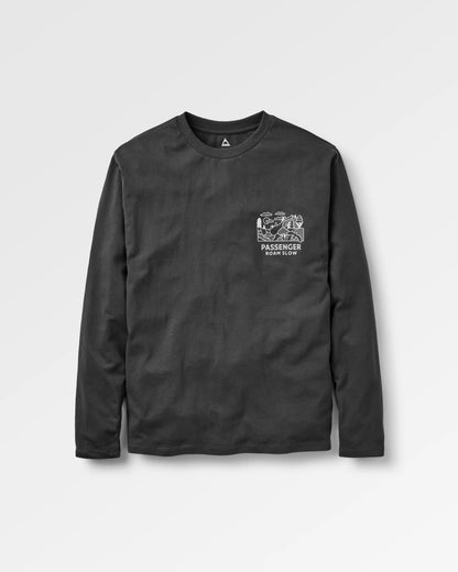 Roam Slow Men's LS T-Shirt - Black - Flatlay