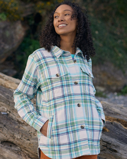Stella LS Shirt - Vintage White/Stem Green Check - Lifestyle