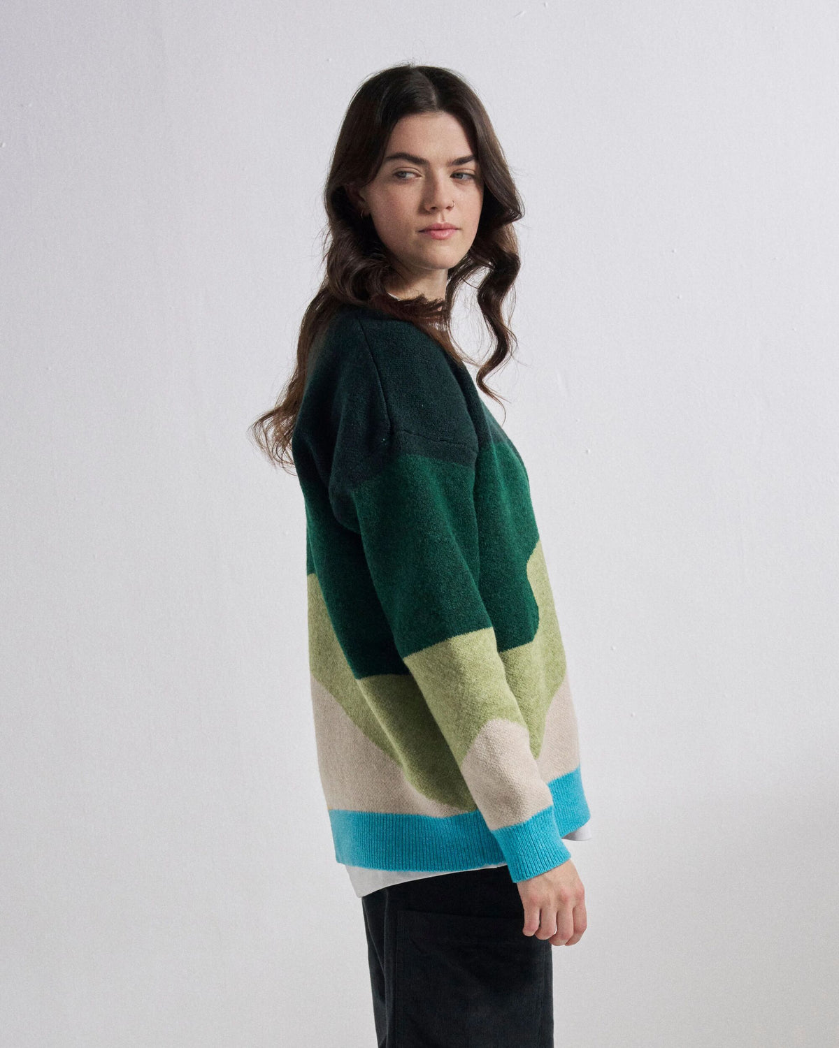 Scenic Knitted Jumper - Scenic Dark Fern - Studio Model