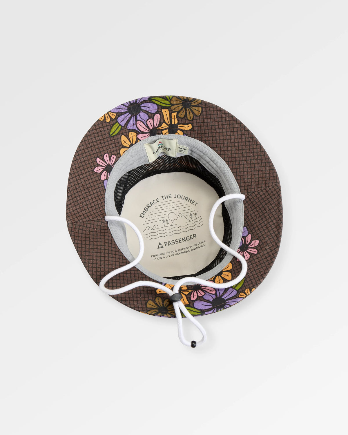 Shaded Bucket Hat - Floral Grid Espresso - Flatlay