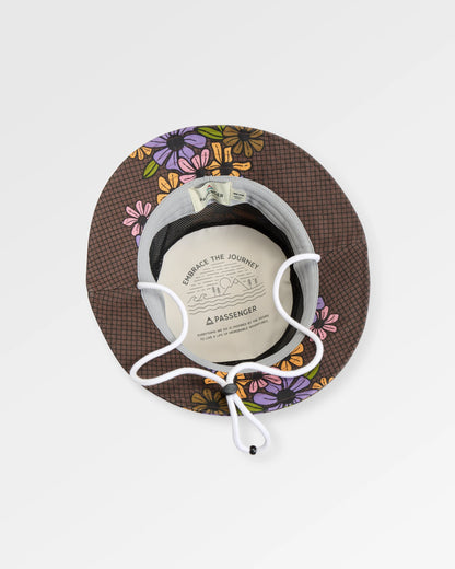 Shaded Bucket Hat - Floral Grid Espresso - Flatlay