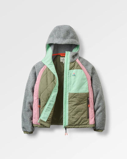 Lara Quilted Jacket - Grey Marl/Dusty Olive - Flatlay