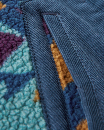 Clover Sherpa Fleece - Deep Blue Camo Pattern - Flatlay