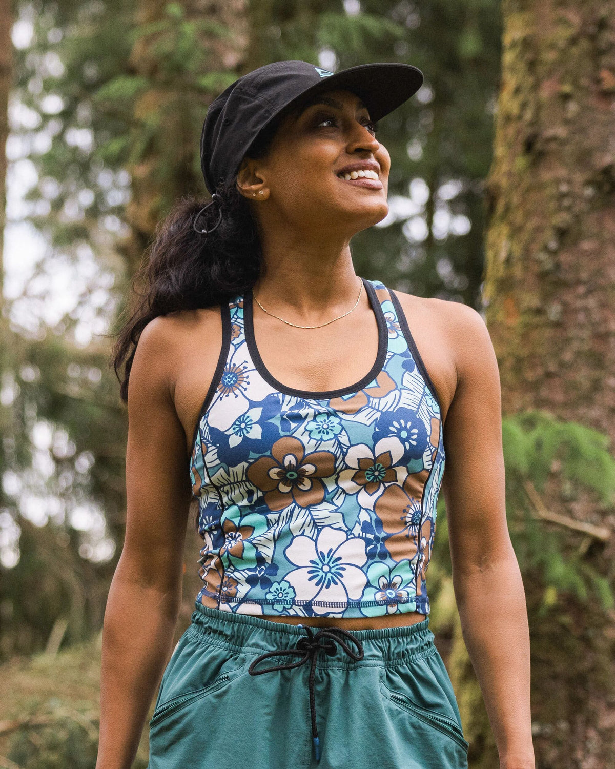 Mantra Active Crop Top - Vintage Floral Aqua - Lifestyle