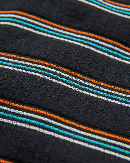 Retro Vibes Cotton T-Shirt - Black Multi Stripe - Flatlay