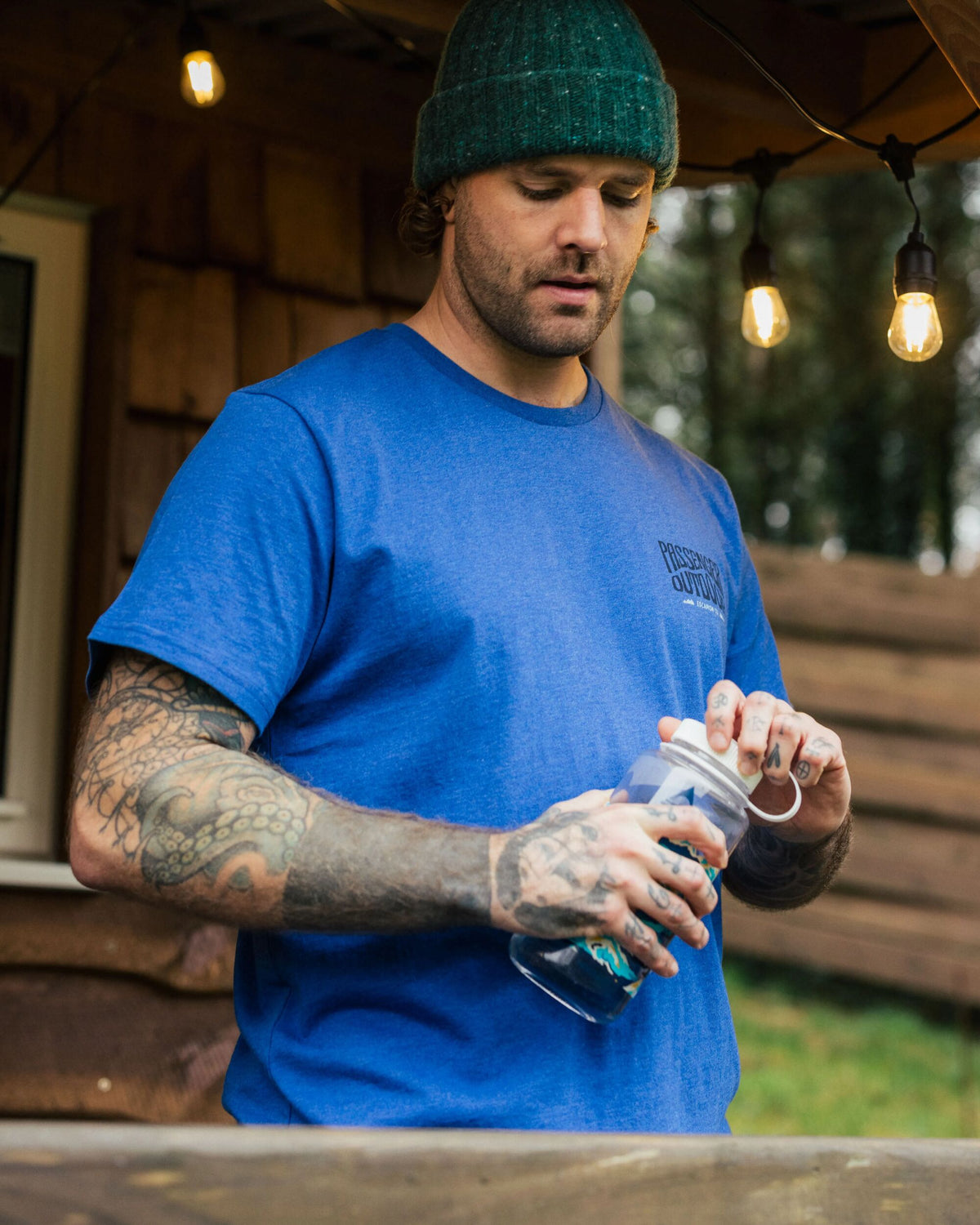 Yuca Cotton T-Shirt - Azure Blue Marl - Lifestyle