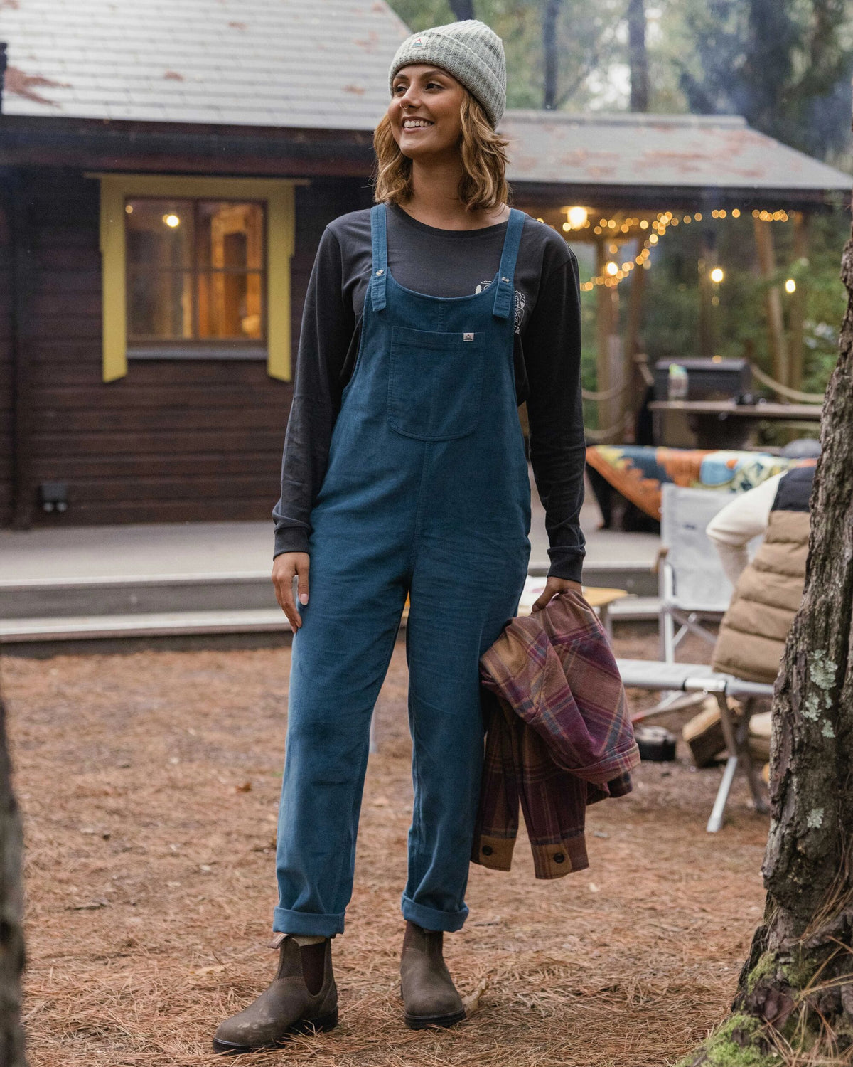 Meadows Cotton Cord Dungarees - Tidal Blue - Lifestyle